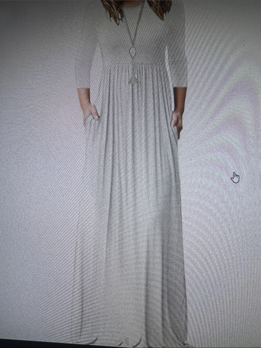 Women's White Long Sleeve Maxi Dress with Elastic Waist